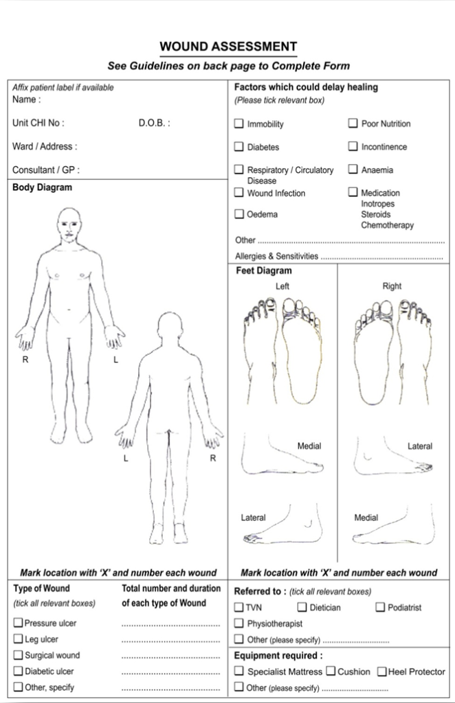 Wound Assessment chart